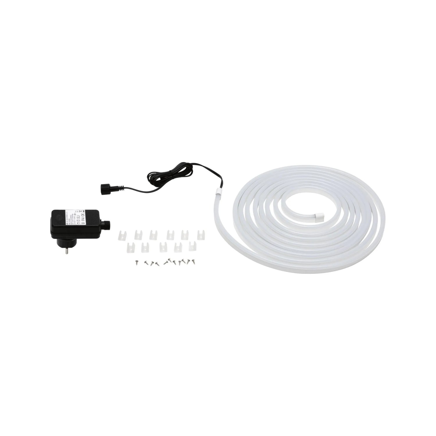 Paulmann SimpLED Outdoor Strip Set, 5m, Tageslichtweiß, mit Netzteil und Befestigungsclips.