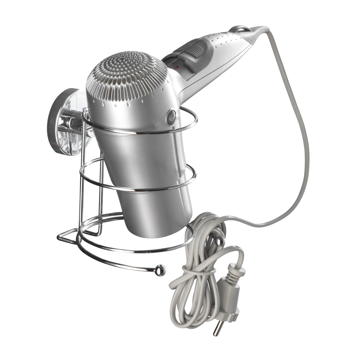 Wenko Haartrocknerhalter Chrom mit Vacuum-Loc Befestigungssystem für Badezimmer.