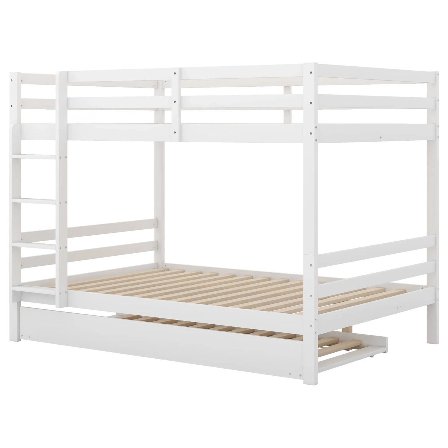 okwish Etagenbett 140x200cm mit Ausziehbett und Treppe Kinderzimmer Weiß ohne Matratze
