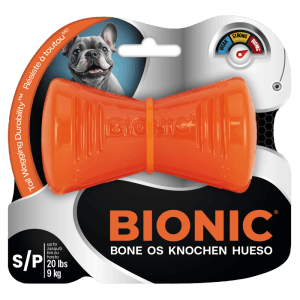 Bionic Hundespielzeug Knochen, 9,5 cm, orange. Robustes Wasserspielzeug für Hunde.
