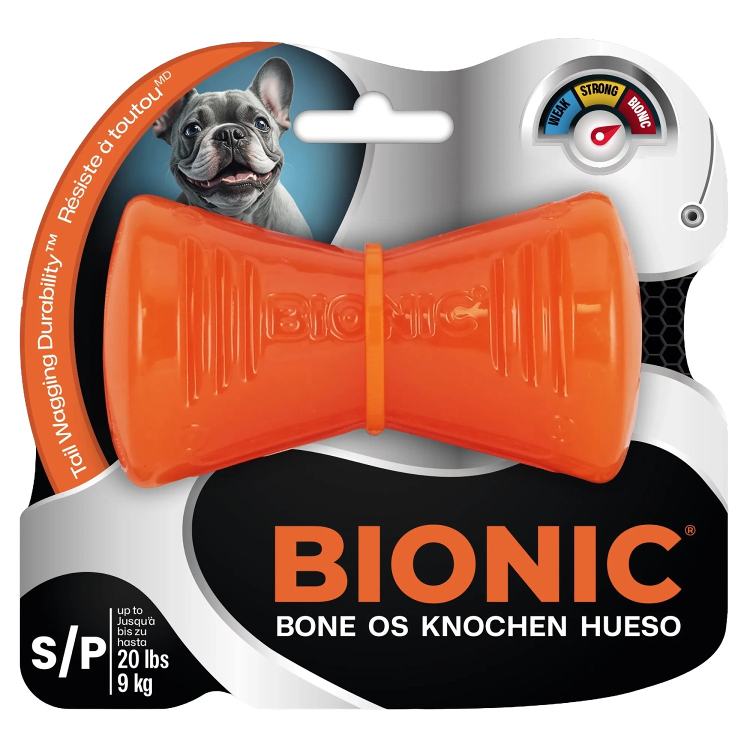 Bionic Hundespielzeug Knochen 9,5 cm Orange