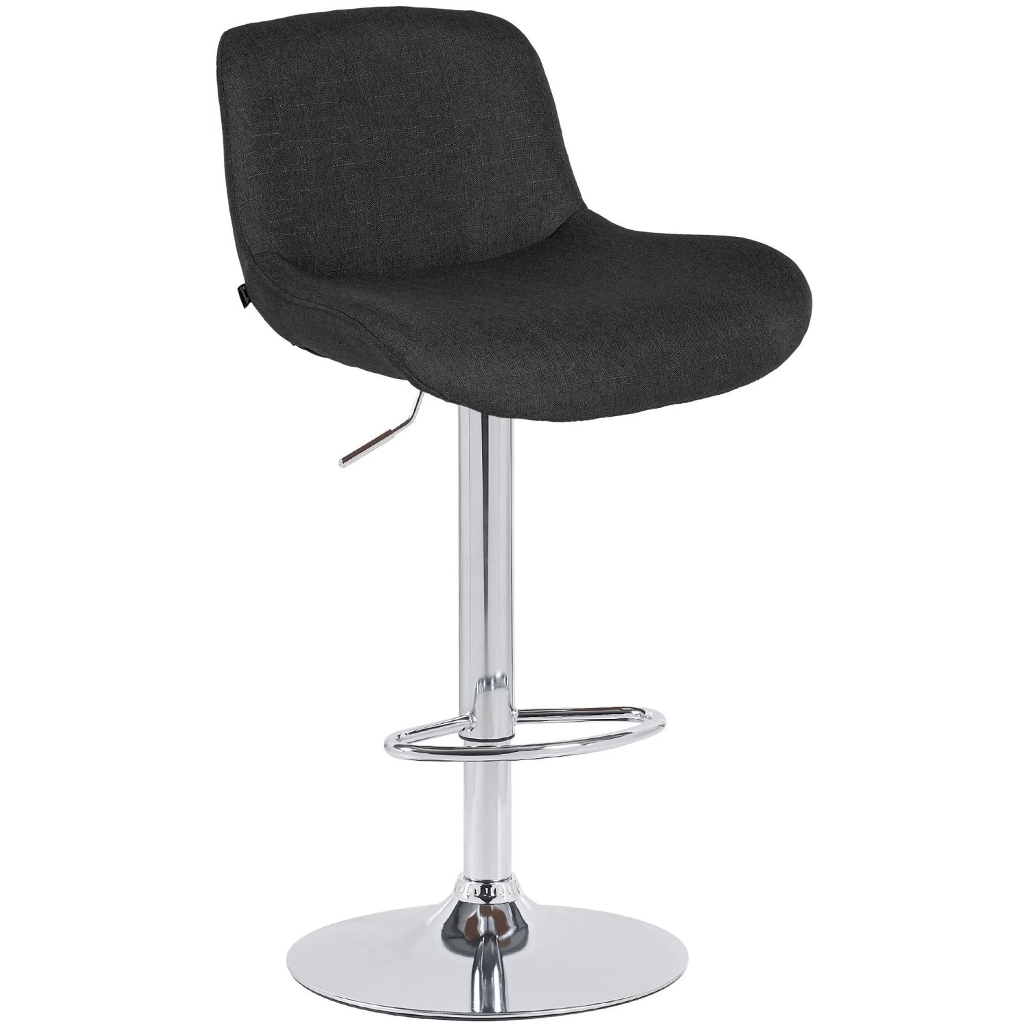 DELUKE Barhocker PONOR Stoff Schwarz 50x50x85cm Silber Barstuhl Höhenverstellbar Mit Lehne Drehbar Tresenhocker Tresenstuhl