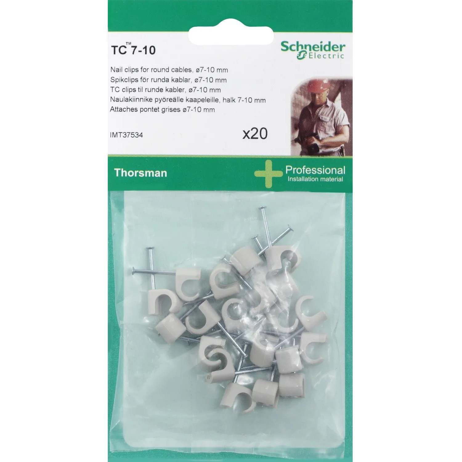 Schneider Electric Nagelschellen für Rundkabel, 20er-Packung.