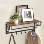 Songmics Wandgarderobe Barnet-old mit Ablage, 5 Haken, braun-schwarz. Garderobe im Industrie-Design.