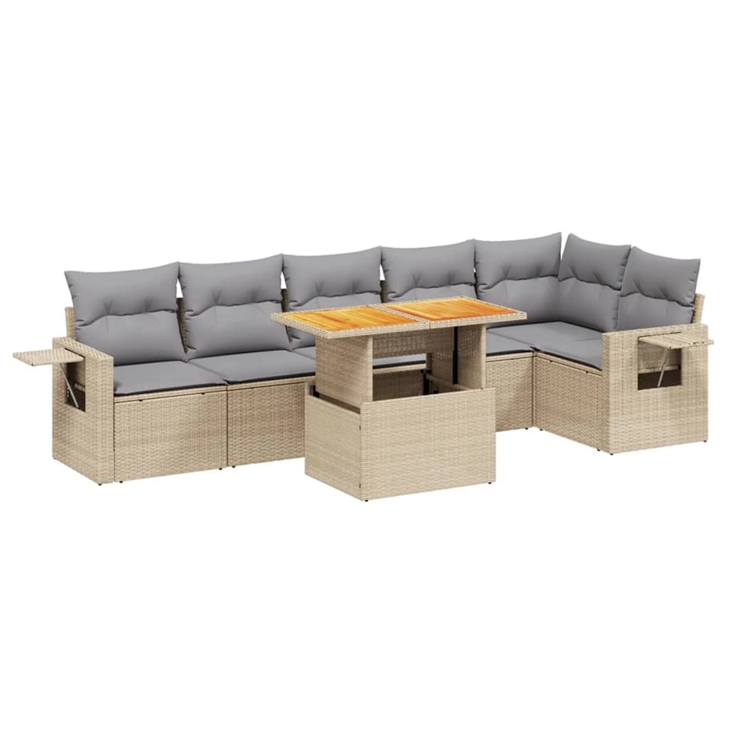 vidaXL 7-tlg Garten-Sofagarnitur mit Kissen Beige Poly Rattan Modell 325 günstig online kaufen