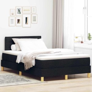 vidaXL Boxspringbett mit Matratze Schwarz 120 x 200 cm Stoff 3338834