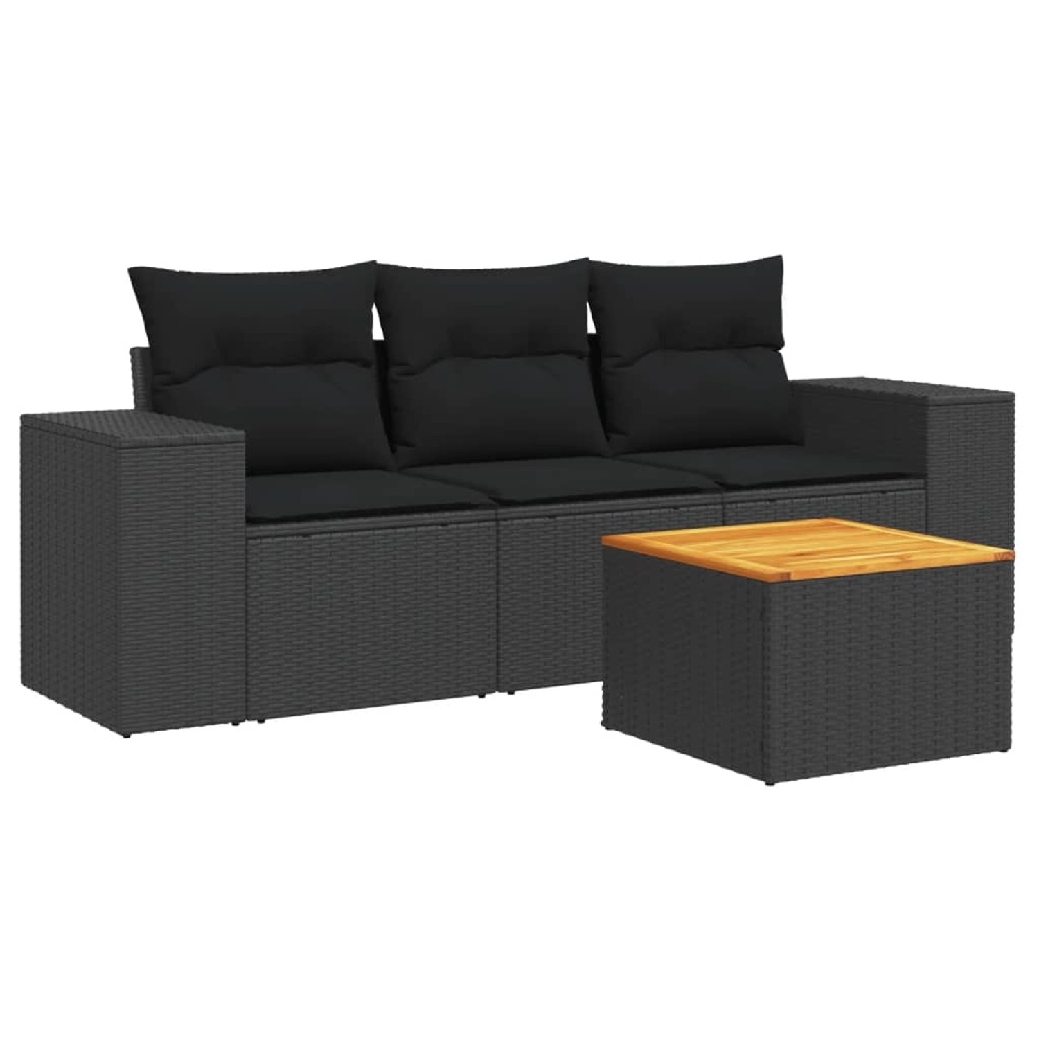 vidaXL 4-tlg Garten-Sofagarnitur mit Kissen Schwarz Poly Rattan Modell 8 günstig online kaufen