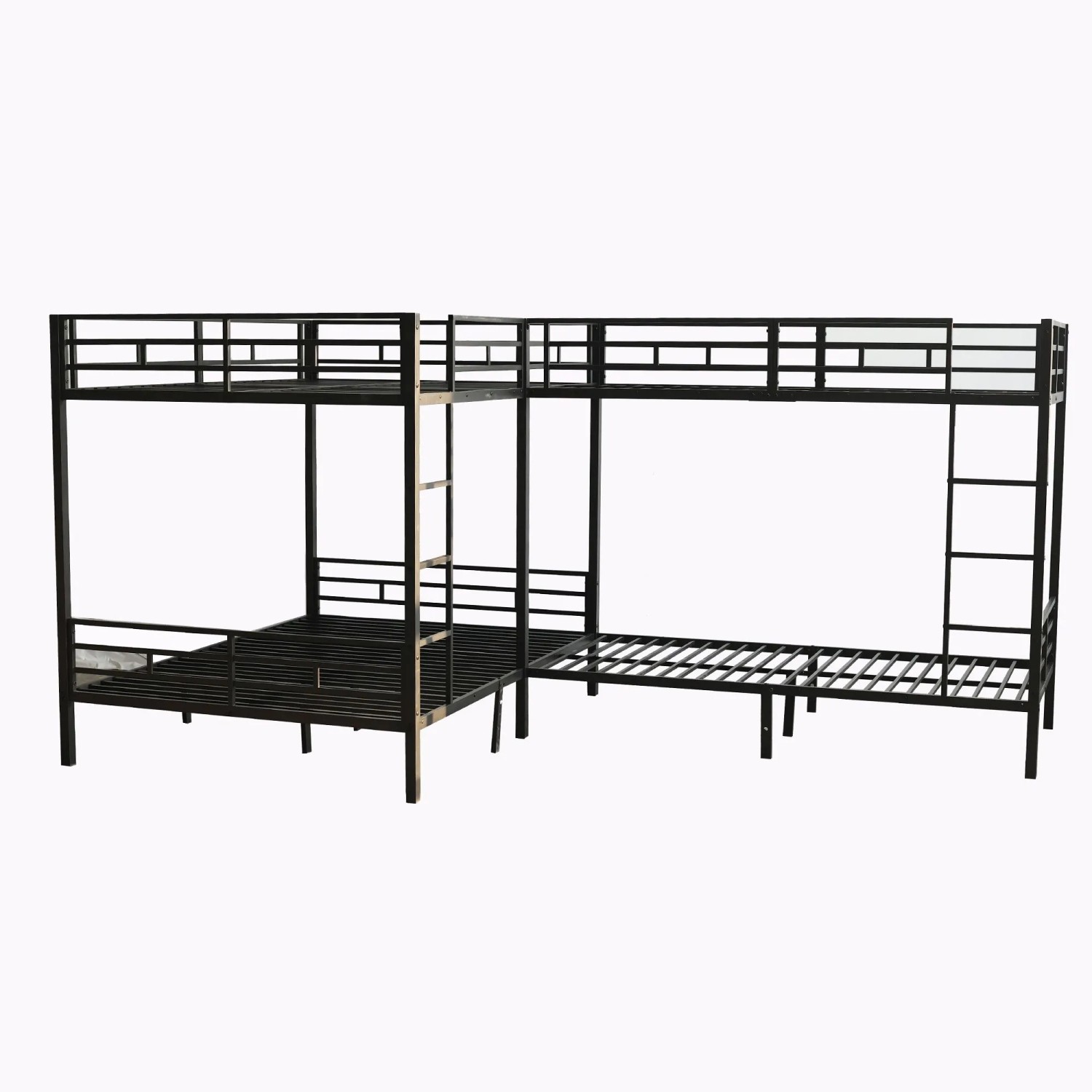 okwish Metall Etagenbett 90x200cm und 140x200cm mit Leiter Schwarz ohne Matratze