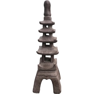 Graue Silex Laterne aus Leichtzement, 60cm hoch, für Garten und Terrasse.