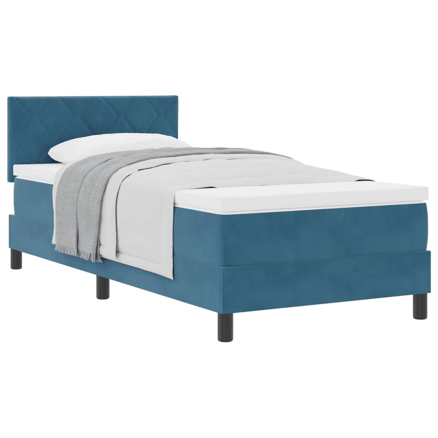 vidaXL Boxspringbett mit Matratze Dunkelblau 100 x 200 cm Samt 3339222