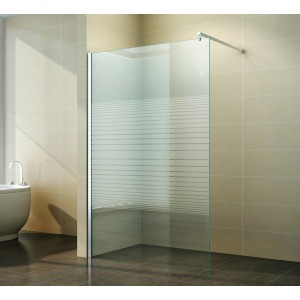 Dein Bau Projekt Walk-In Dusche, 60x200cm, mit Streifen-Design und Stabilisierungsstange.