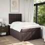 Dunkelbraunes vidaXL Boxspringbett (120x190 cm) mit Matratze und Kopfteil im Schlafzimmer.