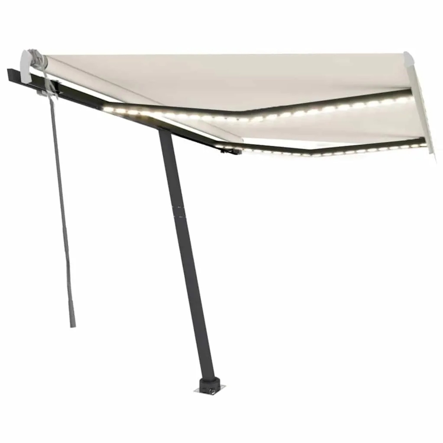 vidaXL Markise Manuell Einziehbar mit LED 350x250 cm Creme 3069722