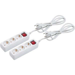 2er-Pack weiße 3-fach Steckdosenleiste mit Schalter und 1,5m Kabel.