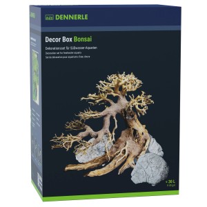 Dennerle Bonsai Deko-Set für Süßwasser-Aquarien, bestehend aus Bonsai-Baum und Steinen.