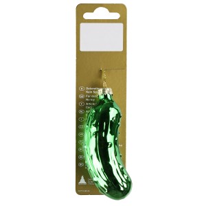 Grüne Deko-Gurke aus Glas zum Aufhängen, 8,5 cm, Weihnachtsbaumschmuck.