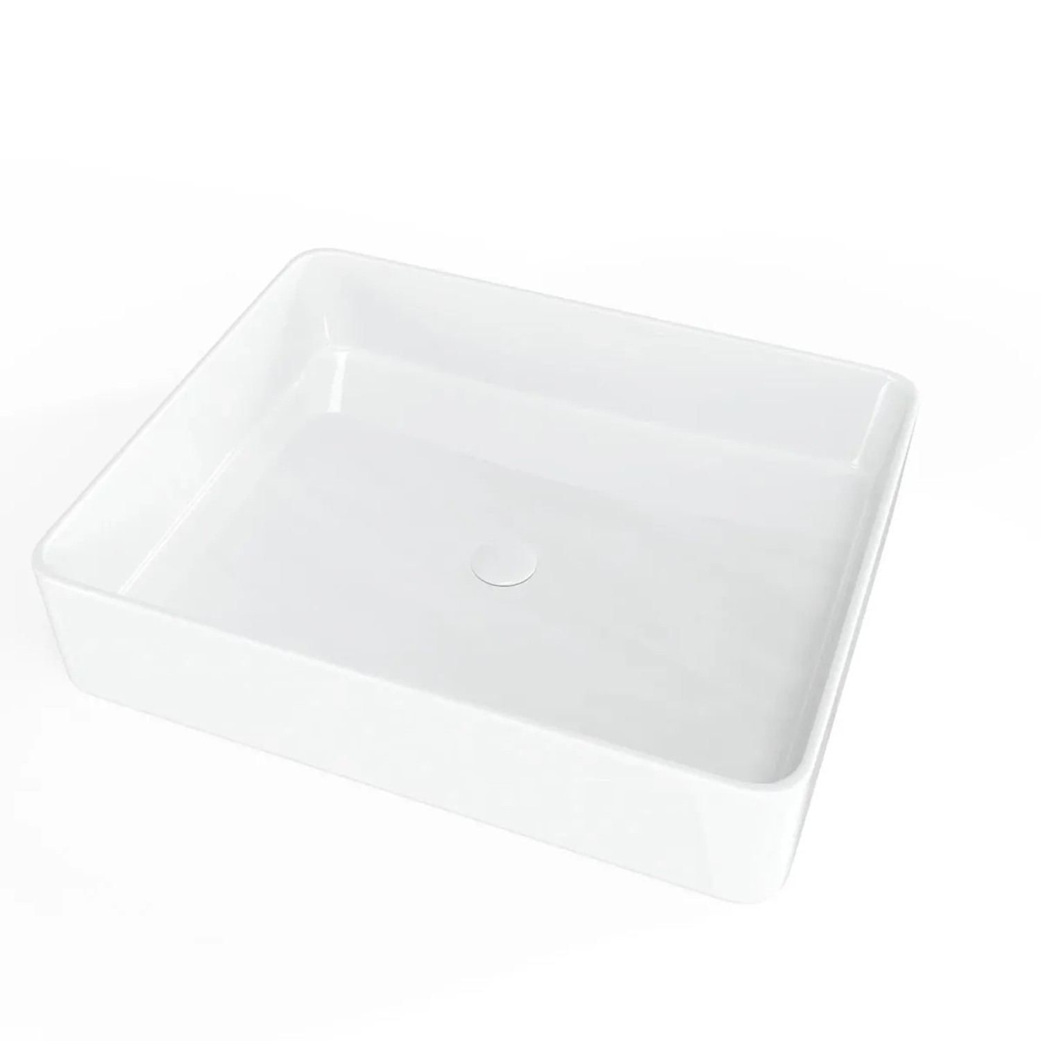 Swiss Aqua Technologies Aufsatzwaschbecken Waschschale Keramik 50x40x11CM mit Ablaufgarnitur Weiß Glänzend