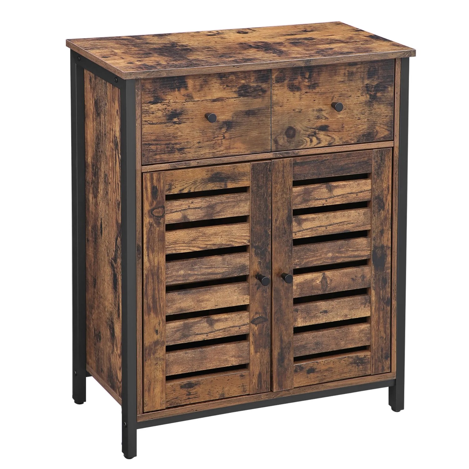 Vasagle Kommode mit Doppeltür und Schublade 80 cm x 70 cm x 30 cm Braun