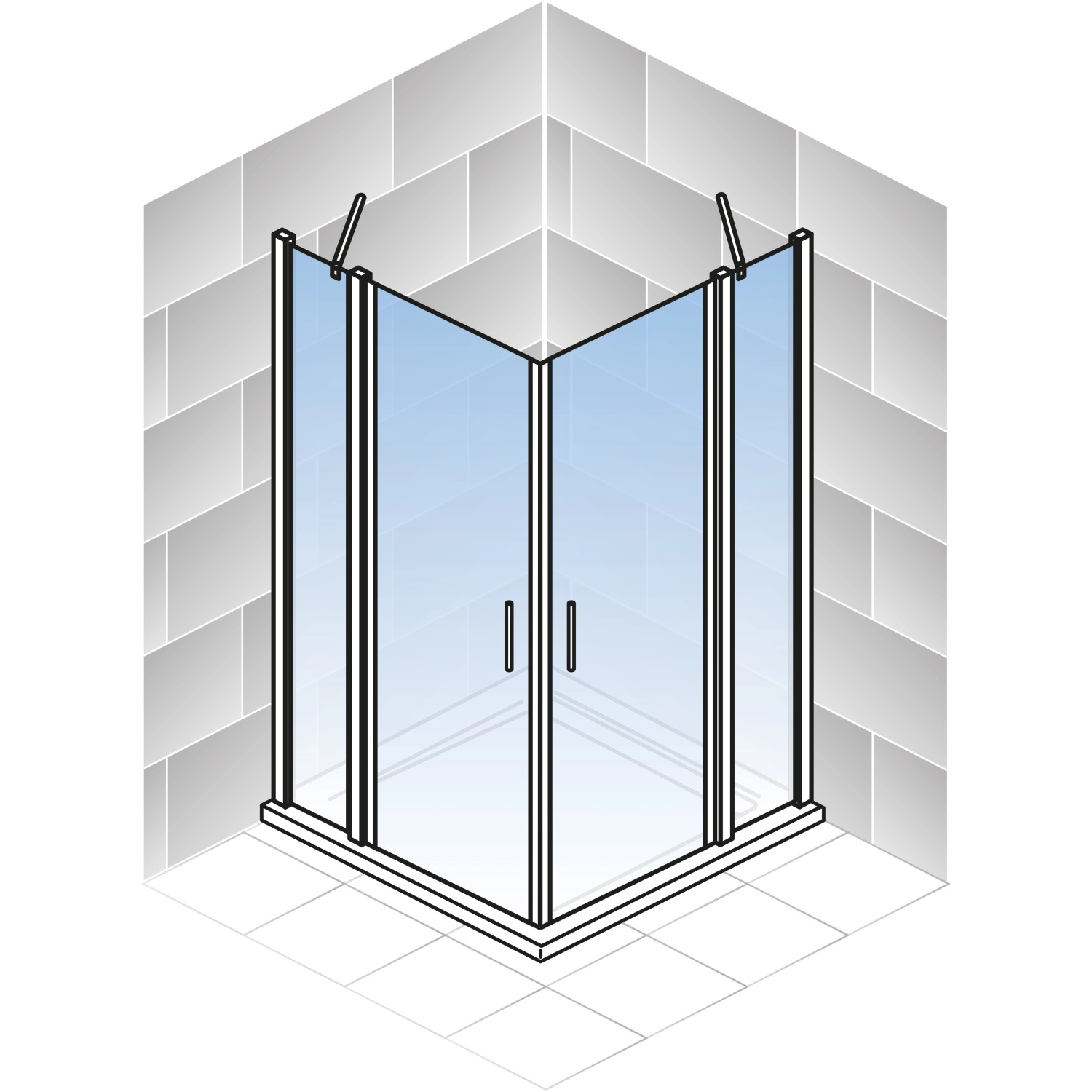 Schulte Eckeinstieg AlexaStyle2.0, 100x100cm, Alu-Natur, Klarglas hell. Duschkabine für Ecke mit zwei Türen.