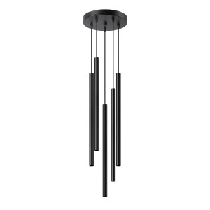 Schwarze Sollux Lighting Pendelleuchte Pastelo mit 5 Leuchten im modernen Design.