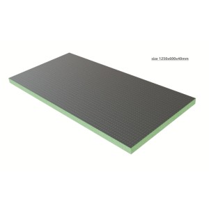 XPS Bauplatte 1250x600x40mm. Dunkelgraue, strukturierte Fliesenplatte aus Hartschaum.