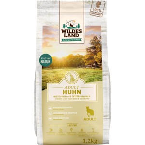 Wildes Land Katzen-Trockenfutter Huhn, 1,2kg Packung für ausgewachsene Katzen.
