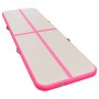 Aufblasbare Gymnastikmatte aus PVC in Rosa und Hellgrau, 400x100 cm, mit Ventil und Trageschlaufen. Ideal für Sport & Fitness.