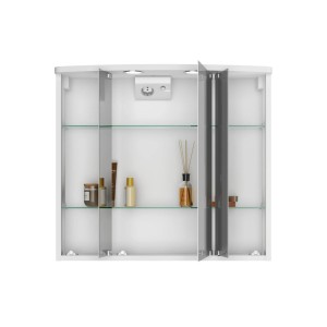 Jokey Spiegelschrank Lumo, 67,4x60,3 cm, weiß hochglanz, mit LED-Beleuchtung und Glasablagen.