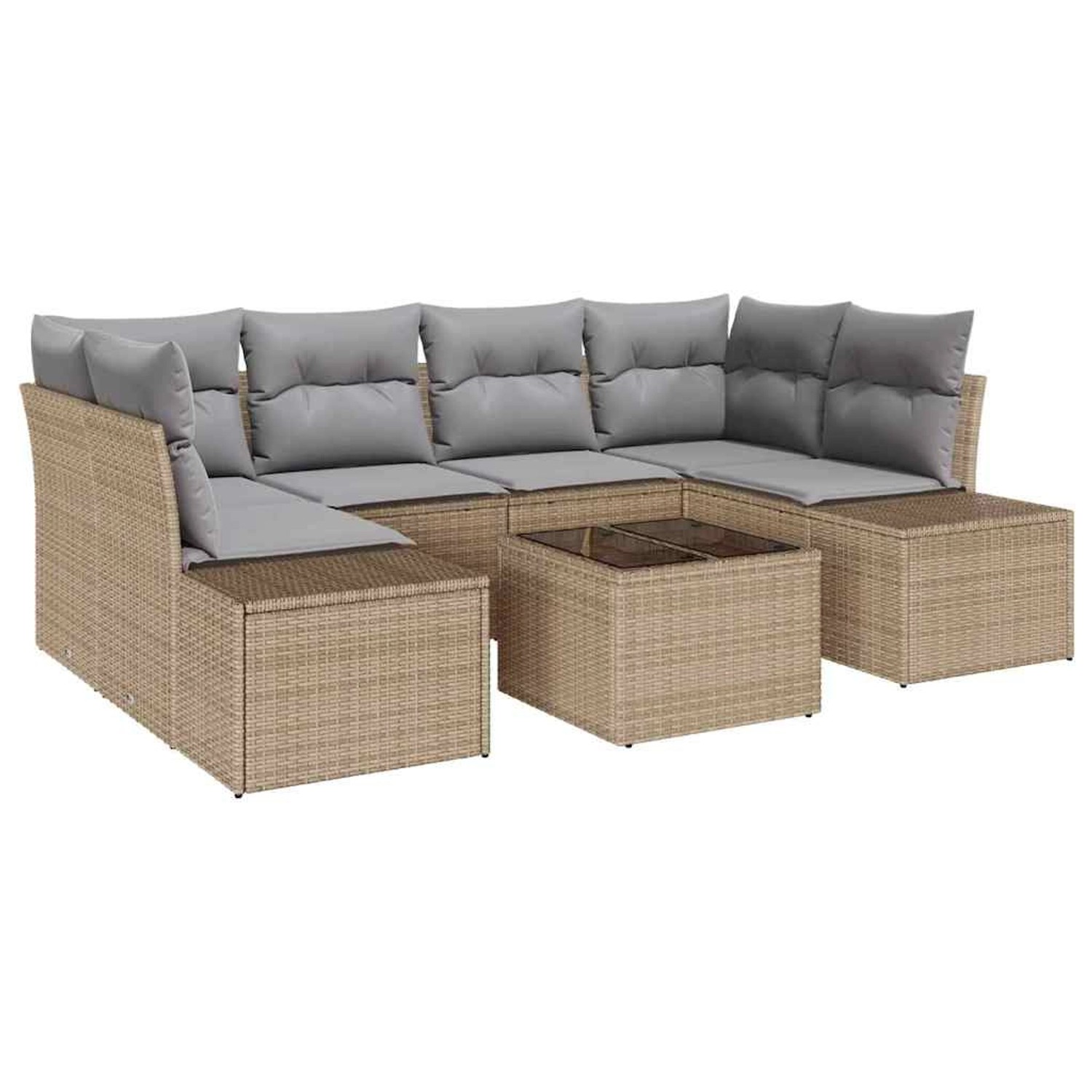 vidaXL Garten-Sofa-Set 7-Tlg Beige Poly Rattan 3346960 günstig online kaufen