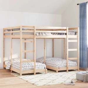 vidaXL Dreifach Etagenbettrahmen Braun 160 x 200 cm 3414561