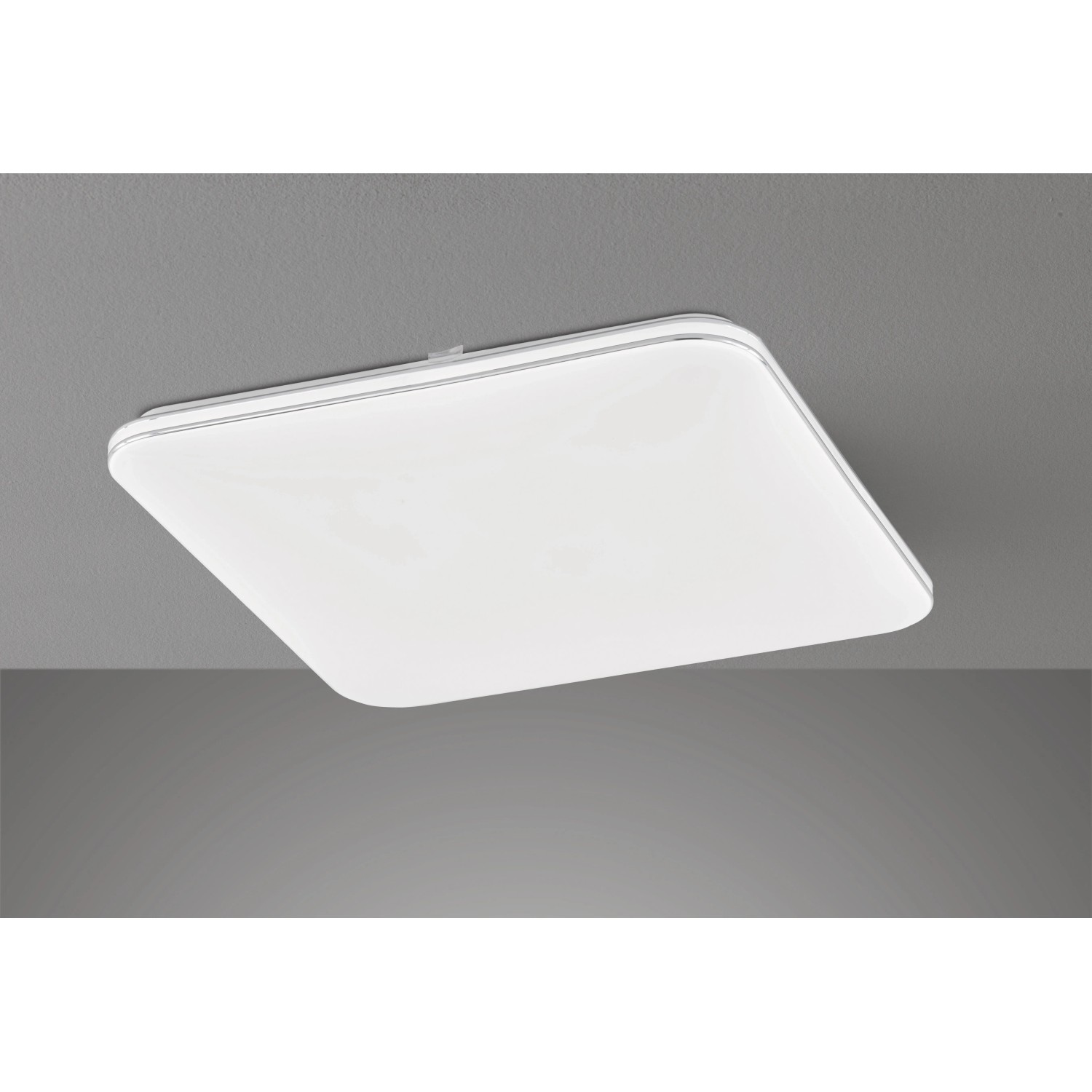 Weiße, dimmbare LED-Deckenleuchte Porto von Fischer & Honsel, 48,5x48,5 cm.