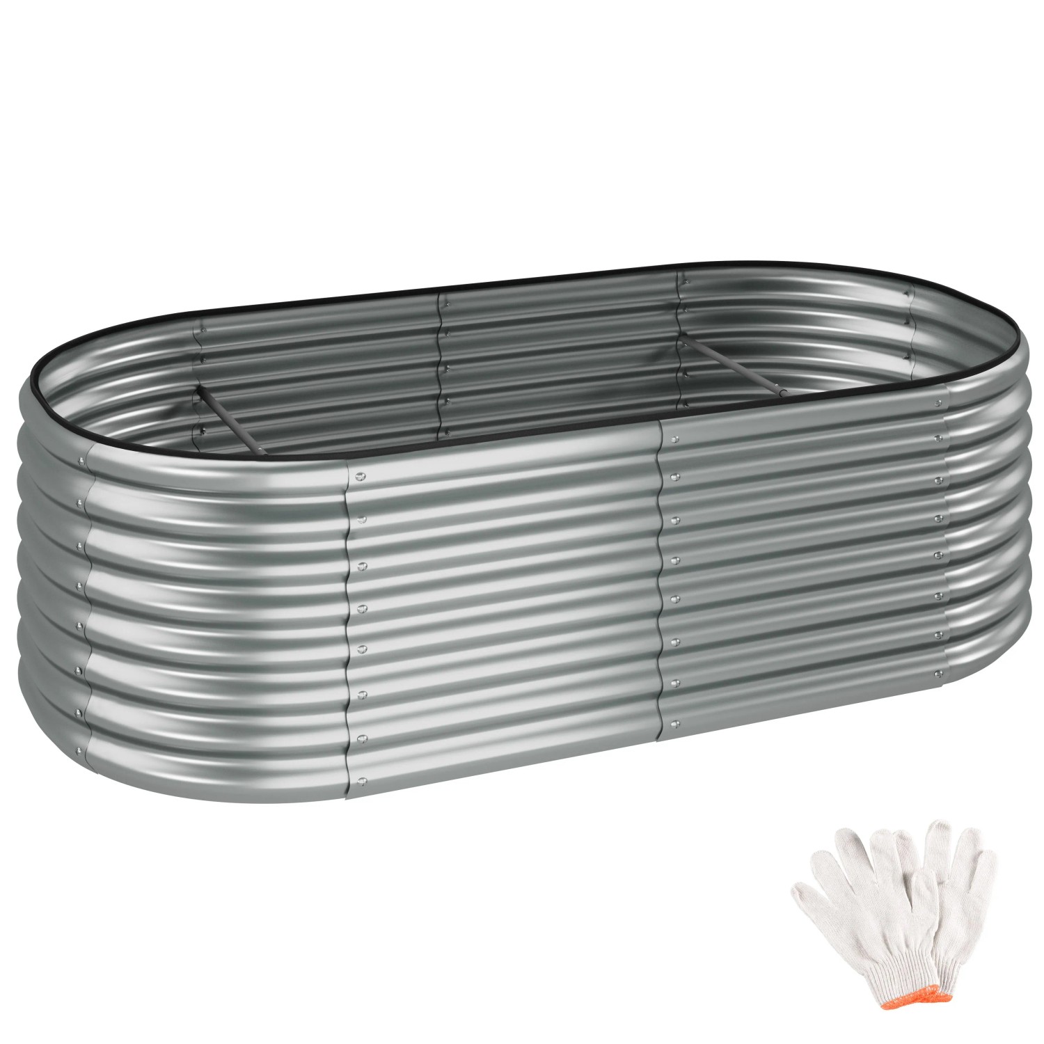 Tectake Hochbeet Flormma Aus Verzinktem Stahl 942 Liter Fassungsvermögen  100 x 200 x 60 cm Silber