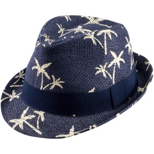 Beiger Kinder Strohhut mit Palmenmuster, Größe 54, ideal für Garten und Freizeit.