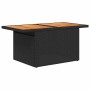 vidaXL Gartentisch, Teil der 5-tlg. Sofagarnitur, schwarzes Poly Rattan mit Akazienholzplatte.