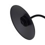 Schwarze Lindby Virane LED Solar-Außenleuchte aus Aluminium, Detailansicht runder Kopf und Arm.