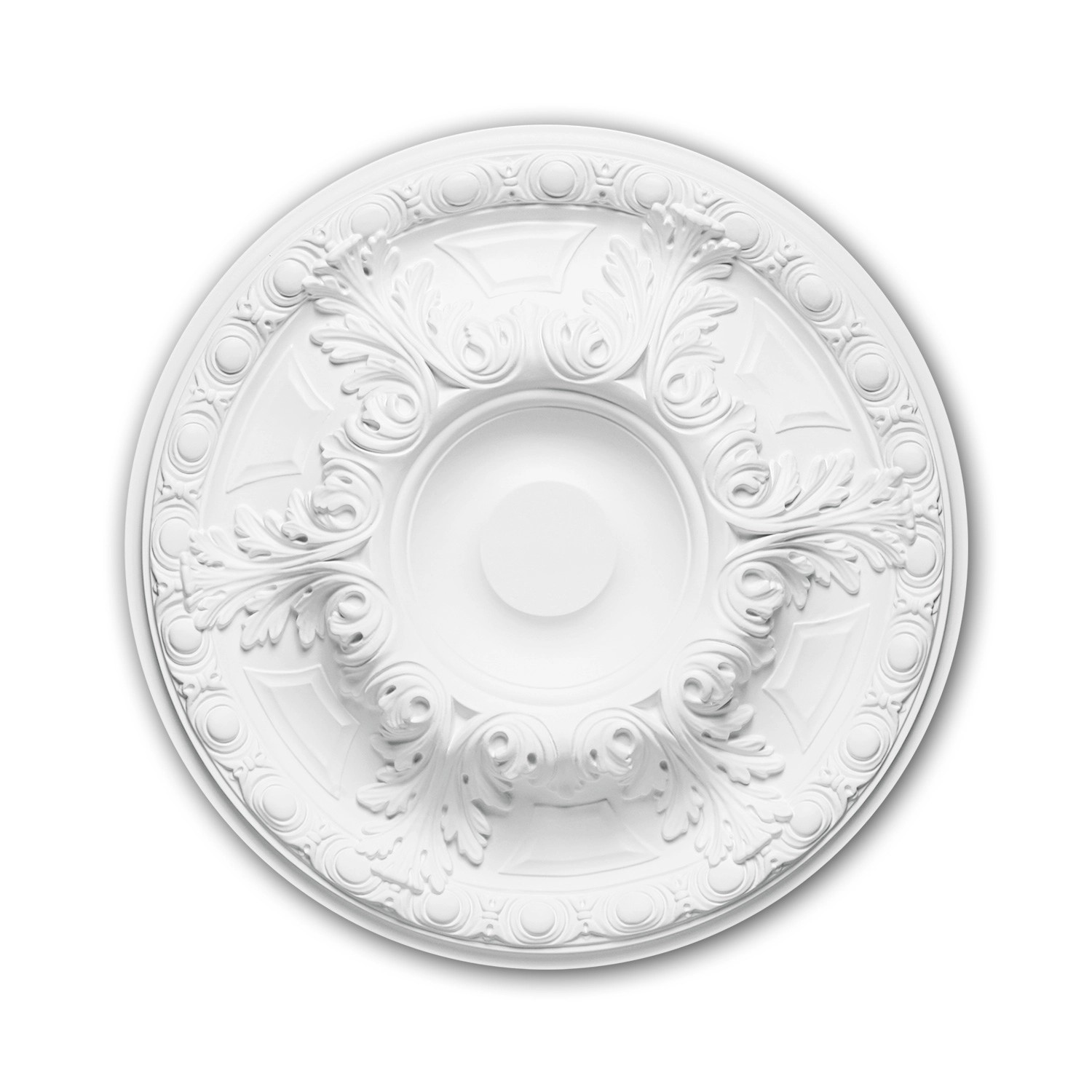 PROFHOME 156021 RoSette aus Polyurethan DeckenroSette Zierelement 49,0 cm 49,0 cm x 6,0 cm Weiß