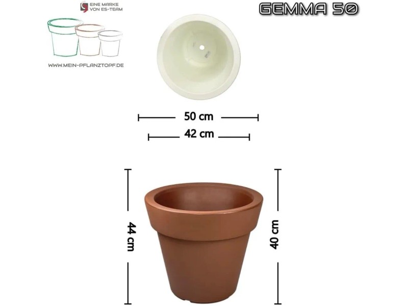 PEB Pflanztopf Aus Polypropylen – 50 Cm Hoch, 40x40 Cm, Mit Untersetzer, Weiß