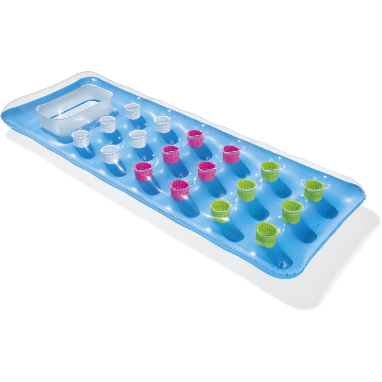 Bestway Luftmatratze, 177x63cm, blau mit transparentem Fenster und farbigen Mulden.