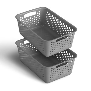 ProHome Aufbewahrungskörbe, 2er Set, 5L, anthrazit, stapelbar, für Badaccessoires.