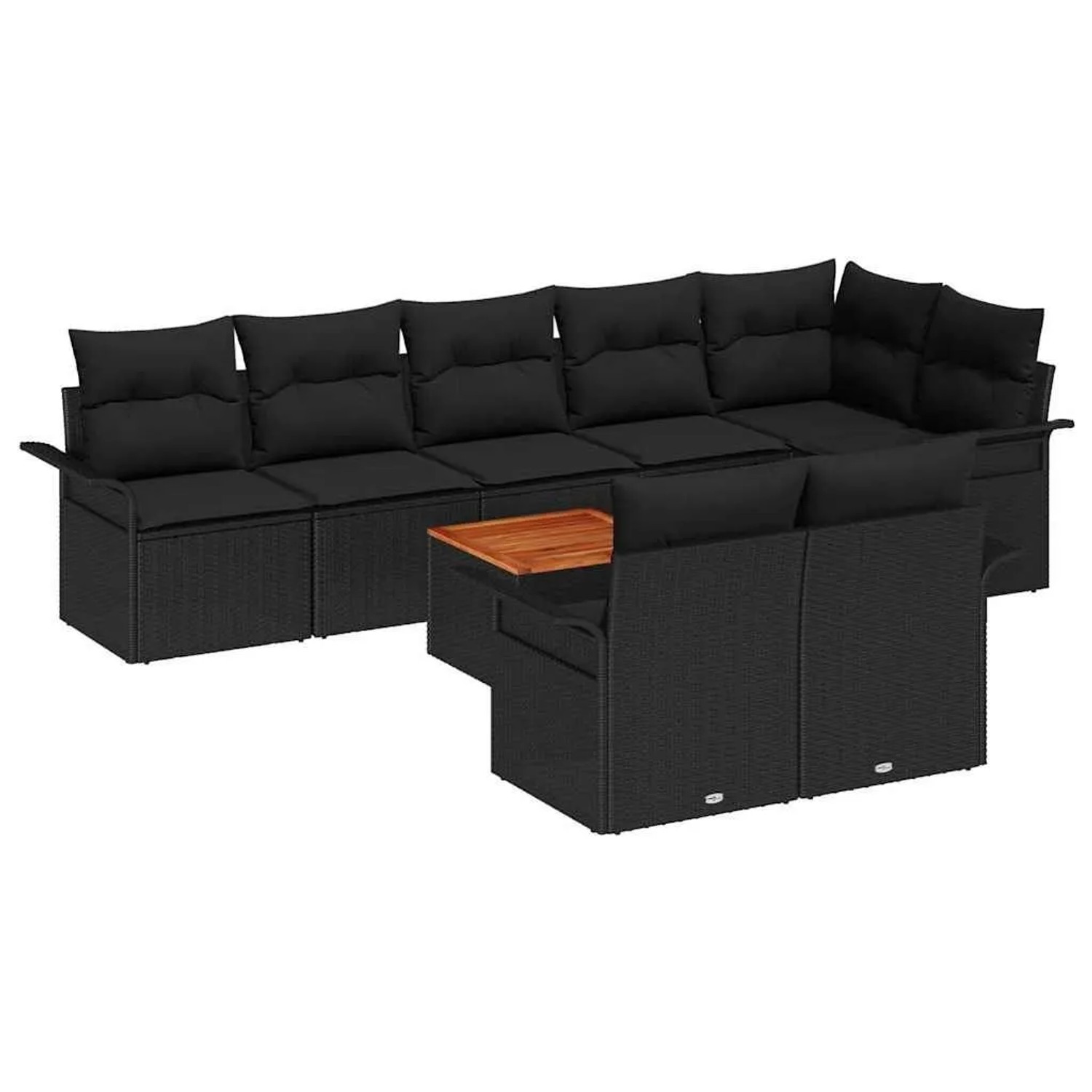 vidaXL Gartensofa-Set mit Speicher 9 Stk Schwarz Poly-Rattan 3356014