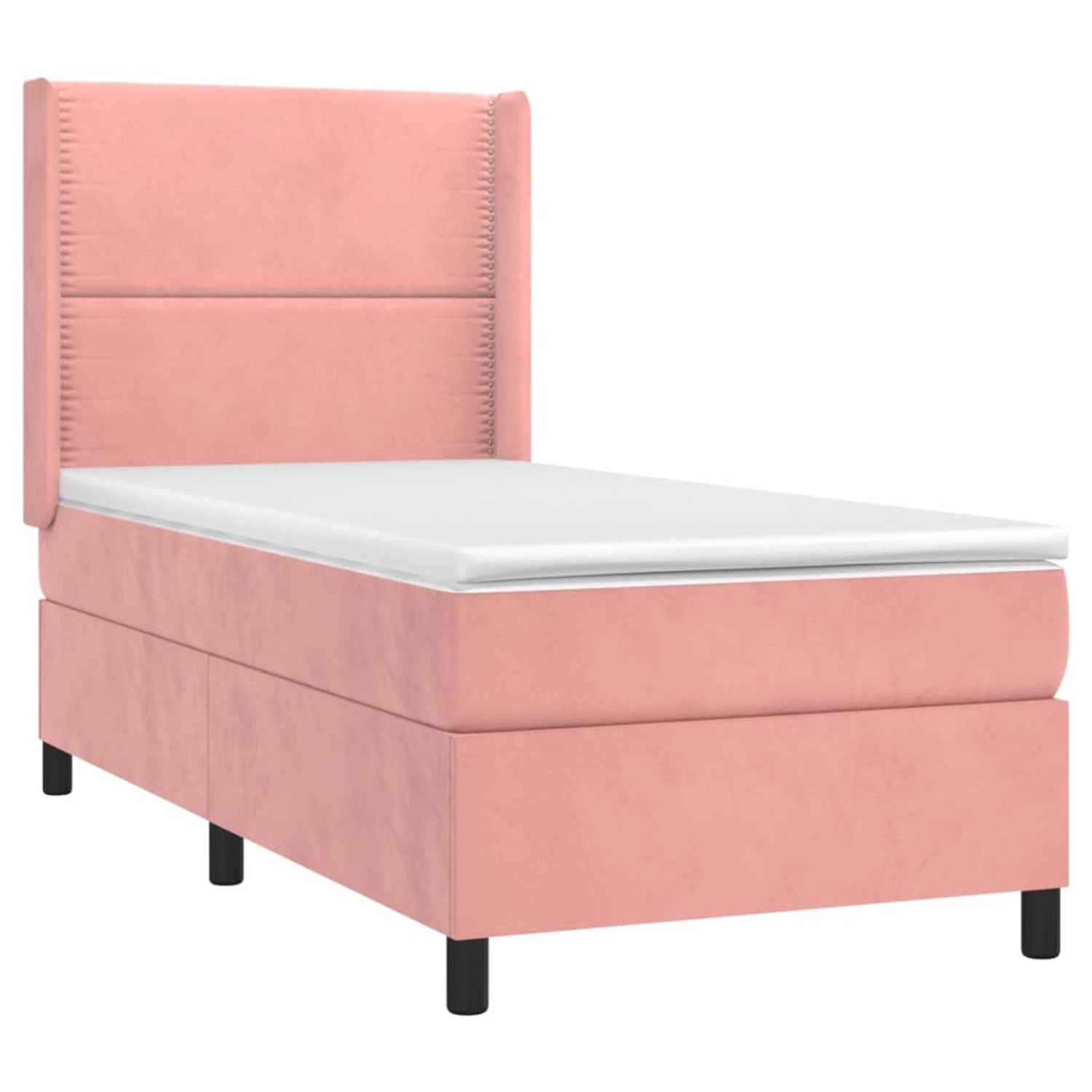 vidaXL Boxspringbett mit Matratze & LED Rosa 90x200 cm Samt 3139486 günstig online kaufen