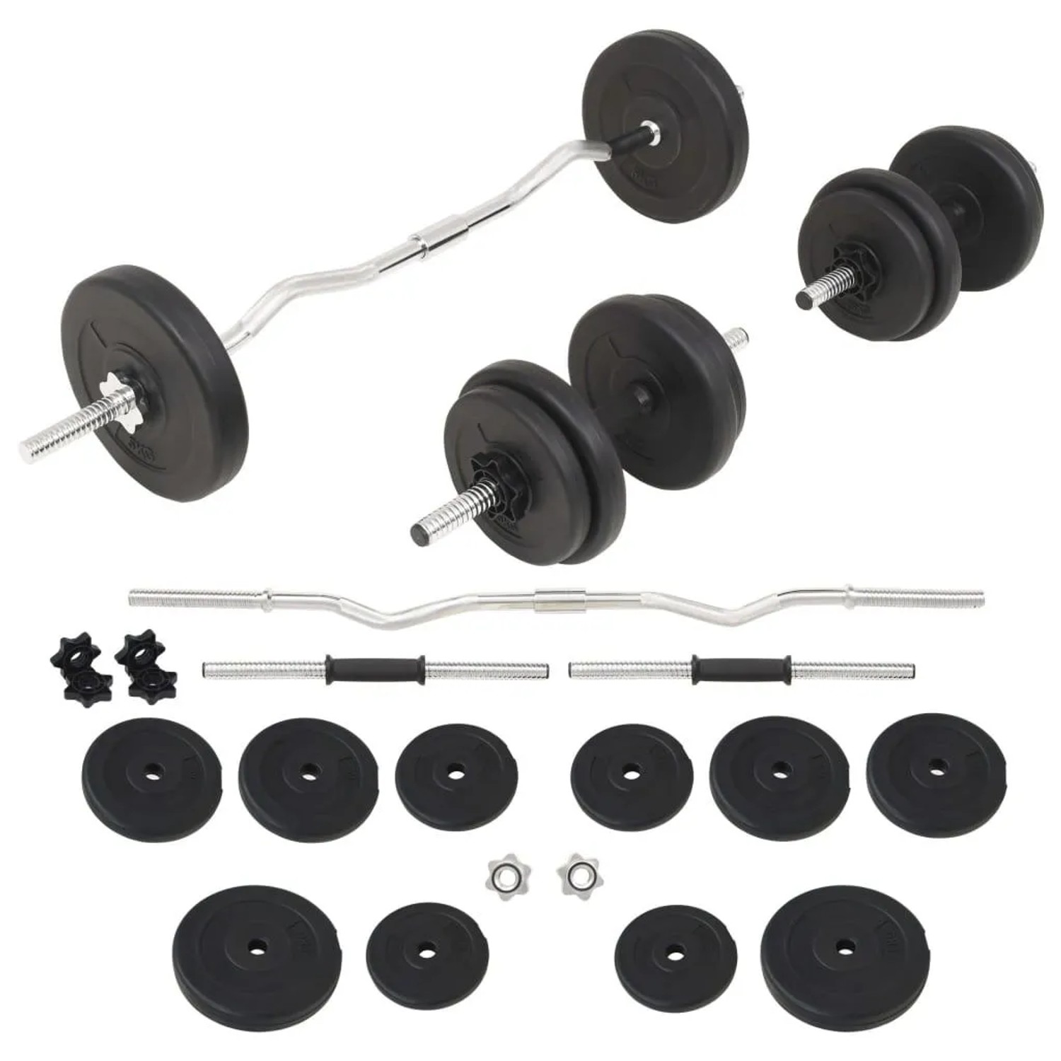 vidaXL Langhantel und Kurzhantel-Set 30 kg 91400