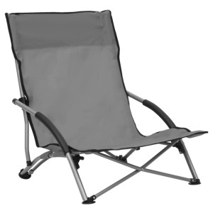 Grauer Furnicato Klappbarer Strandstuhl (2er-Set) aus Stoff mit Stahlrahmen.