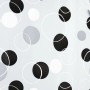 Spirella Duschvorhang Peva Bubble Black mit Kreisen und Punkten in Schwarz, Weiß und Grau.