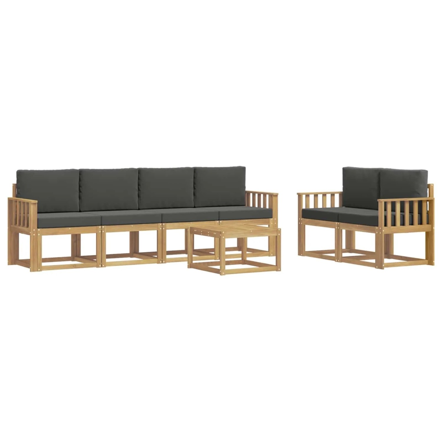 vidaXL Outdoor-Sofagarnitur mit Kissen 7-Tlg Weiß und Anthrazit 3387276
