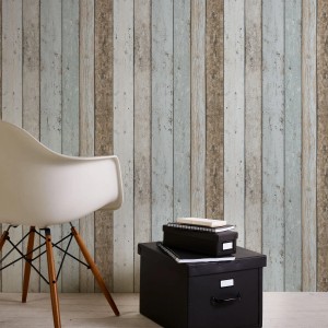 Bricoflor Shabby Chic Tapete mit Holzoptik in Hellblau, Beige und Braun. Maritime Wandtapete im Vintage-Stil.