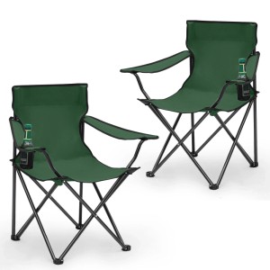 Sunula 2x Campingstuhl Faltstuhl Anglerstuhl Grün mit Getränkehalter und Tasche