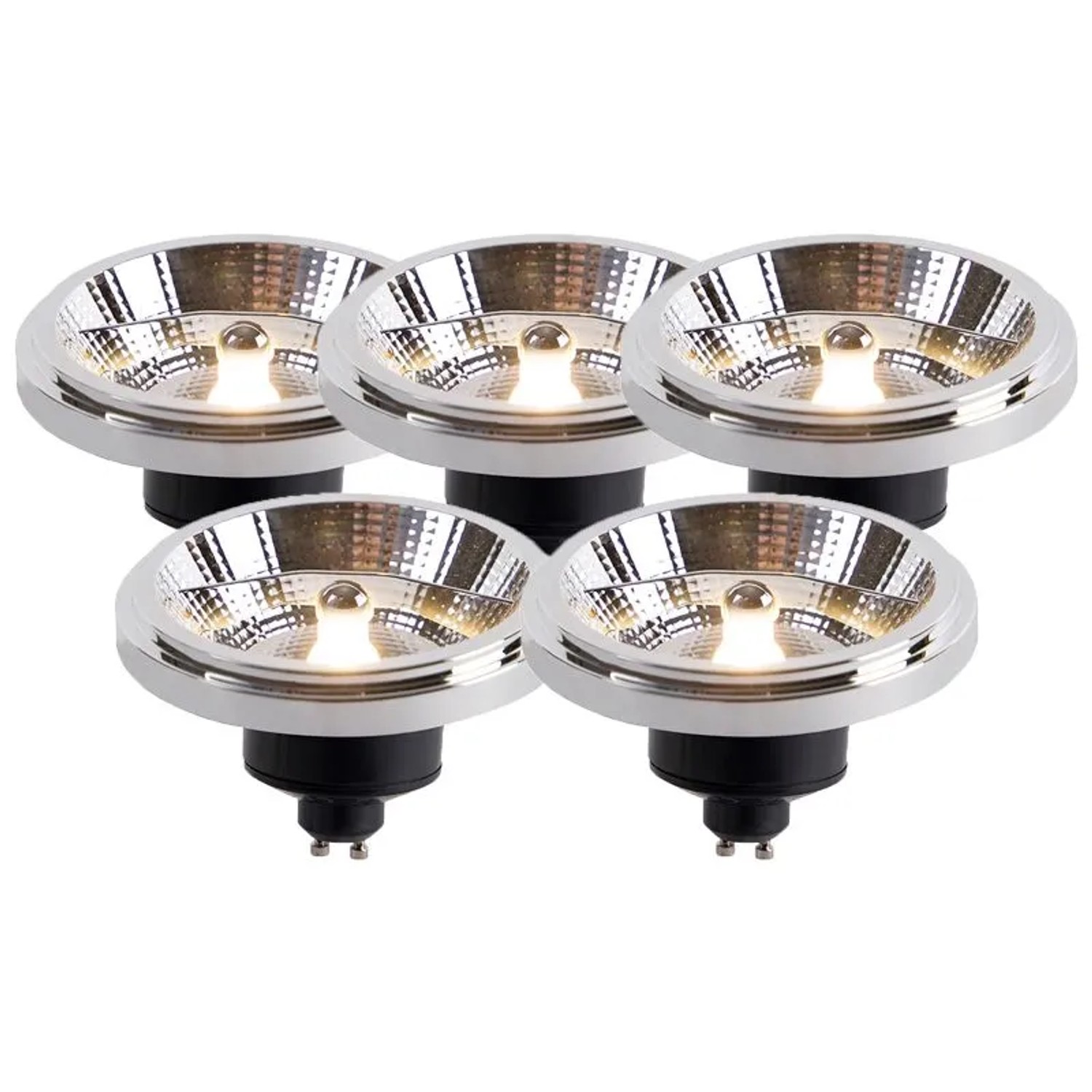 LUEDD Set mit 5 GU10 LED Lampen AR111 11W 820,m 3000K