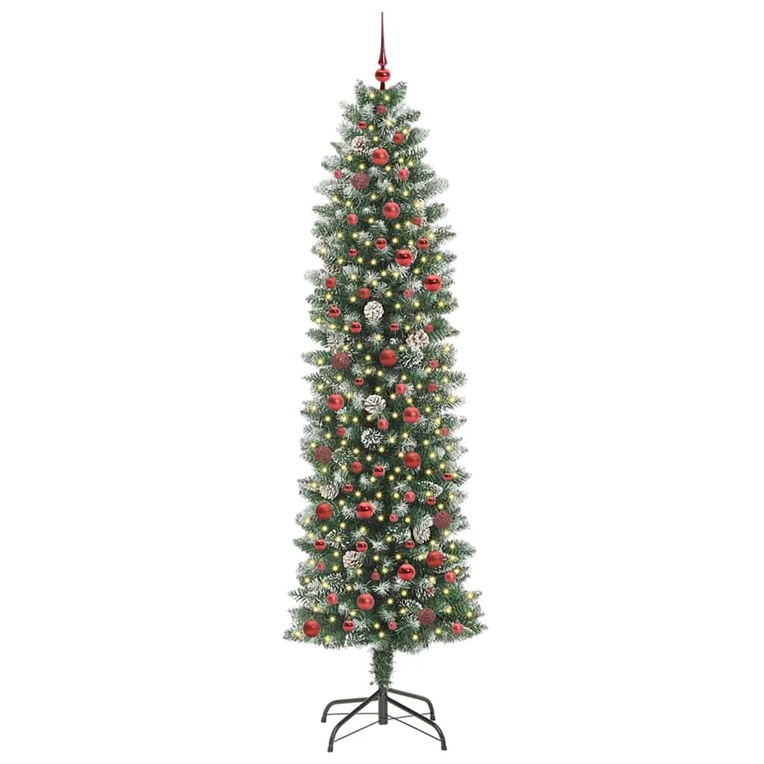 vidaXL Künstlicher Schlanker Weihnachtsbaum Grün und Weiß 240 cm 3395317