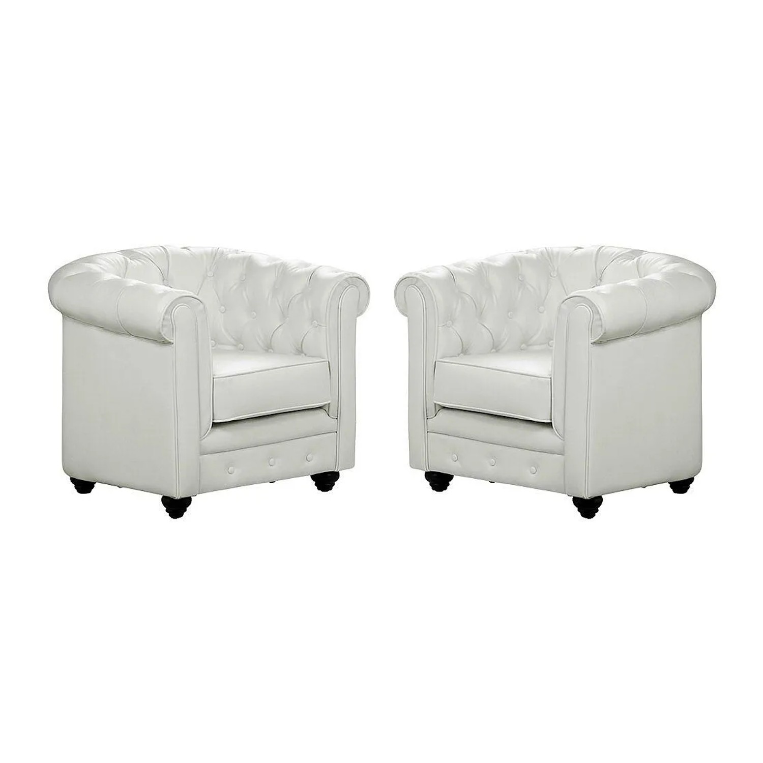 Vente-unique Sessel Mit Gerader Rückenlehne Chesterfield Weiß 82 cm